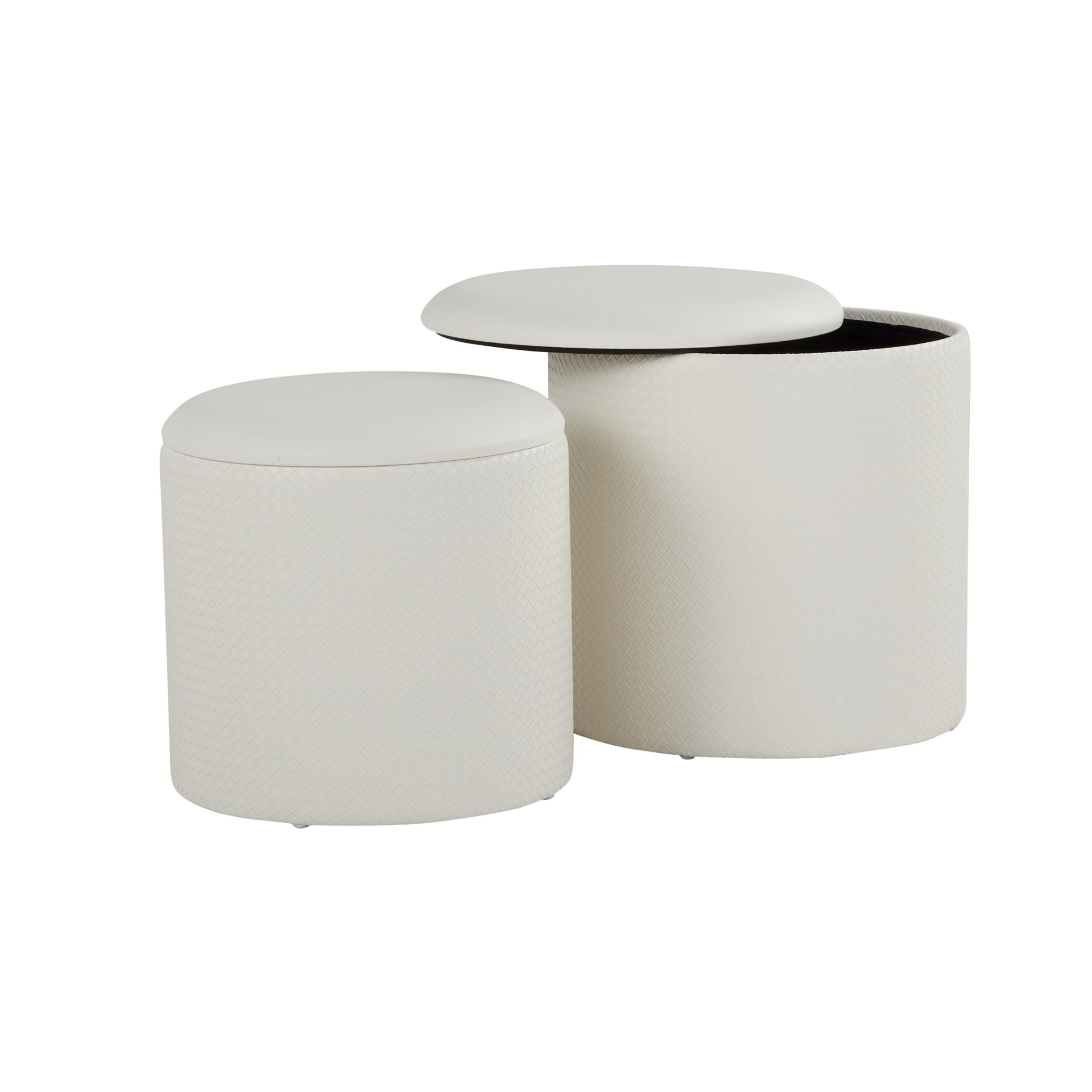 Maverick - Contemporary Nesting Ottoman Set With - Cream - Image 4