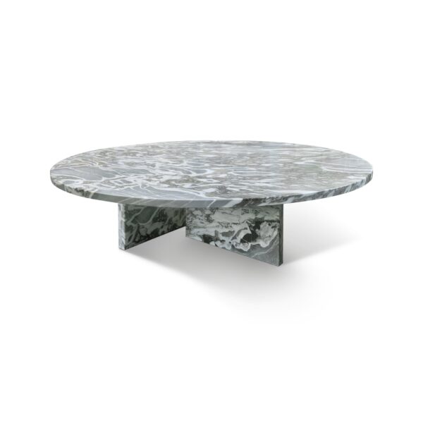 Natural Marble Coffee Table With Polished Surface For Living Room - Blue / Gray