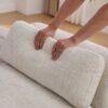 Modern Upholstered End Of Bed Bench With Armrests, Chenille Chaise Lounge Couch With Bolster Pillows, Rubberwood Legs - Beige - Image 11