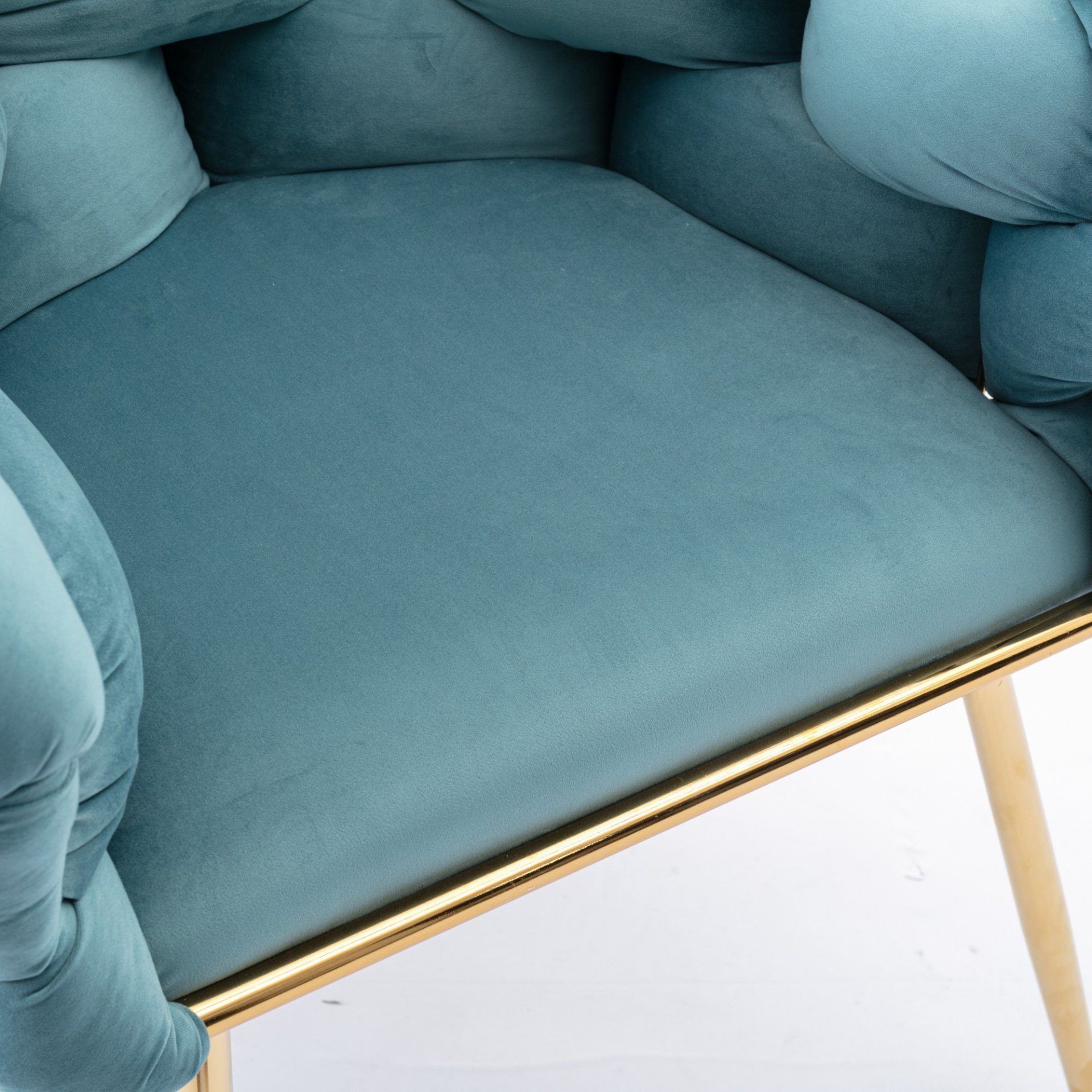 Luxury Modern Simple Leisure Velvet Single Sofa Chair Bedroom Lazy Person Household Dresser Stool Manicure Table Back Chair (Set of 2) - Blue - Image 18