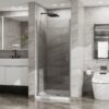 Pivot Shower Door, 1 / 4" Thick Tempered Glass, Semi Frameless Design - Chrome Finish - Image 4