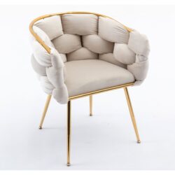 Luxury Modern Simple Leisure Velvet Single Sofa Chair Bedroom Lazy Person Household Dresser Stool Manicure Table Back Chair - Beige