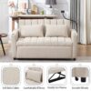 Convertible Sofa Bed Loveseat Sofa With Three USB Ports, Two Side Pockets, Two Cup Holders And 360° swivel Phone Holder For Living Room - Beige - Image 7