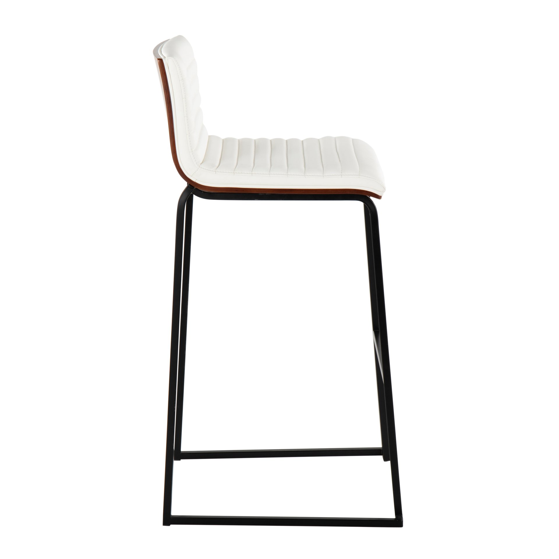 Mason Mara - Contemporary Fixed Height Barstool (Set of 2) - Black / Walnut / White - Image 3