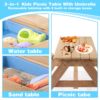 3-In-1 Kids Outdoor Wooden Picnic Table With Umbrella, Convertible Sand & Water, ASTM & CPSIA Certification - Natural Wood - Image 4