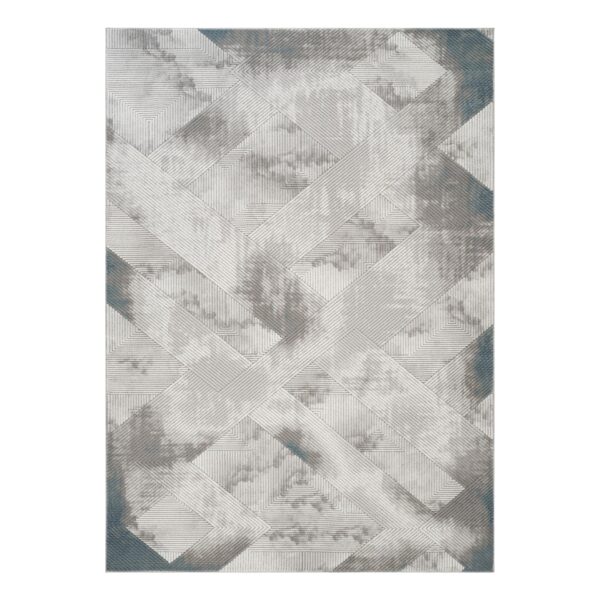 Geometrix - 2'7" X 9'10" Area Rug Runner / Geometric 3D Effect - Ivory / Gray