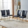 Modern Minimalist Dining Chairs With Curved Backrest And Seat Cushions Electroplated Metal Legs (Set of 4) - Black - Image 4
