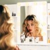 Vanity Desk Set With Mirror & Adjustable Lights Power Outlet And Hair Dryer Rack 2 Drawers And 6 Shelves Includes Cushioned Stool - White - Image 7
