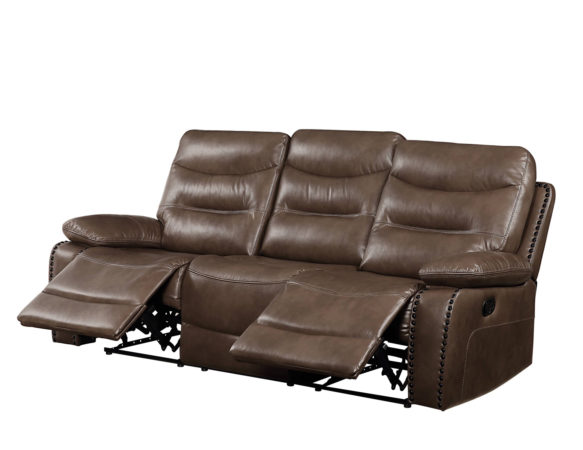 Aashi - Leather Gel Match 3 Piece Recliner Living Room Set - Brown - Image 4
