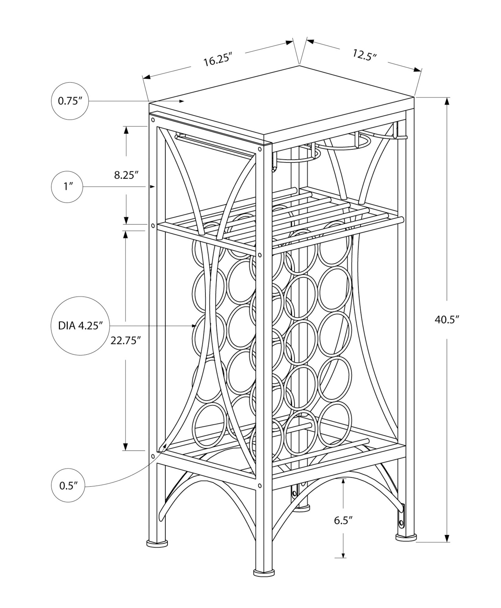 Home Bar, Wine Rack, Transitional - Black - Image 4
