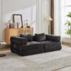 Convertible Floor Sofa Bed With Fixed Shape Frame, Loveseats Boneless Modular Sectional, For Living Room - Black - Image 14
