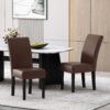 Contemporary Dining Chair (Set of 2) With Upholstery And Rubberwood Legs - Dark Brown - Image 2
