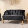 Modern Classic Shell Backed Loveseat - Black - Image 2