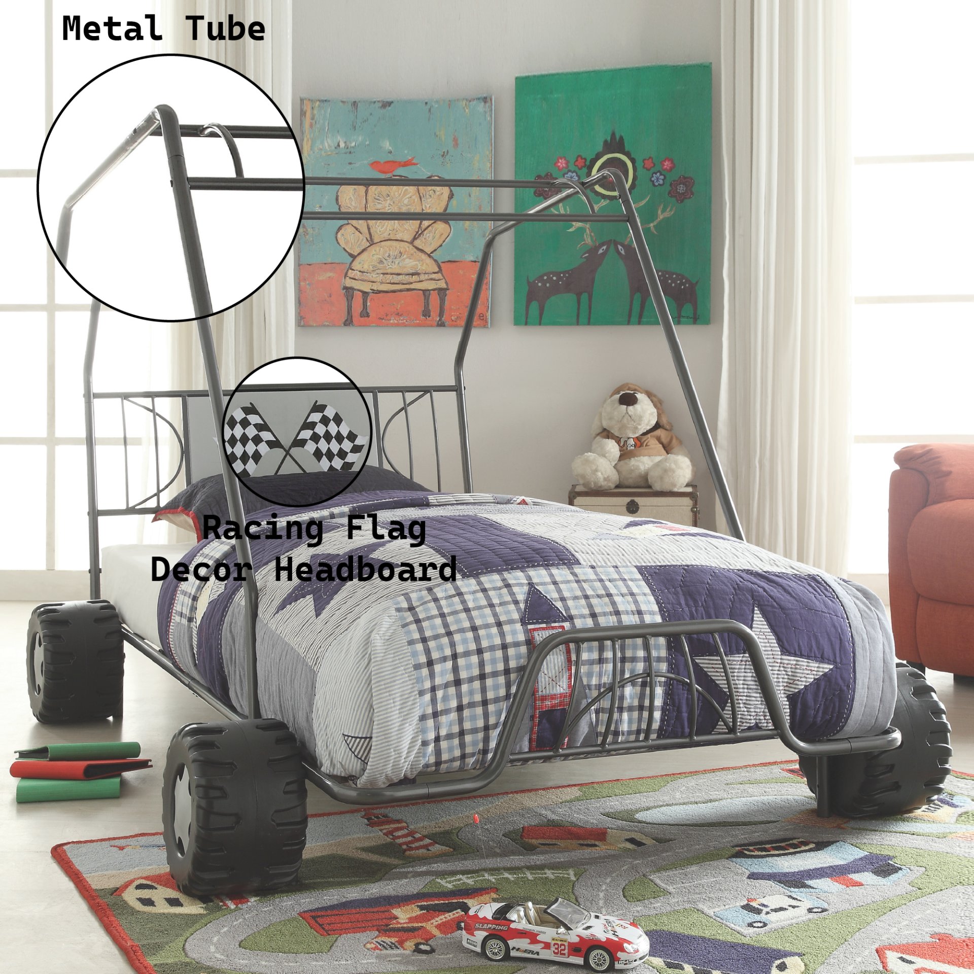 Xander - Twin Go Kart Bed - Gunmetal - Image 4