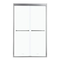 Modern Semi Frameless Bypass Sliding Shower Enclosure - Brushed Nickel
