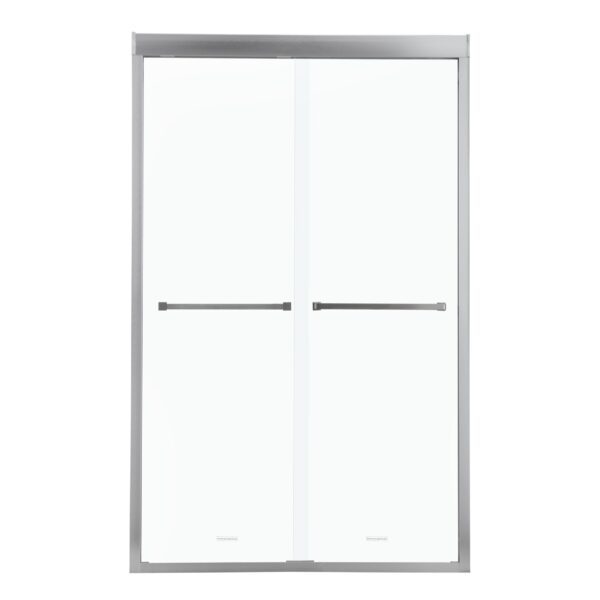 Modern Semi Frameless Bypass Sliding Shower Enclosure - Brushed Nickel