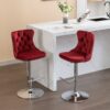 Swivel Velvet Barstools Adjusatble Seat Height From 25-33", Chrome Base Bar Stools With Backs Comfortable Tufted For Home Pub And Kitchen Island, 1712Wr (Set of 2) - Wine Red / Burgundy - Image 17