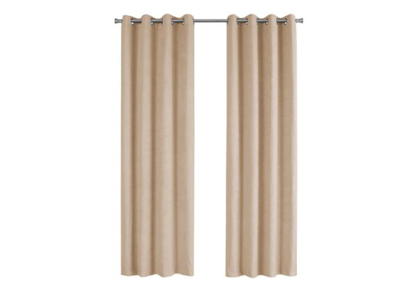 2 Pieces Set, Curtain Panel, Room Darkening, Grommet, Micro Suede, Versatile Use - Brown