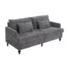 Mid Century Modern Chenille Fabric Loveseat Sofa, 2 Seat Upholstered Couch, Brown Wood Feet - Gray - Image 12