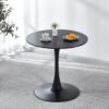 Tulip Special Dining Table, Black Marble Color Top, MDF Dining Table - Black - Image 2