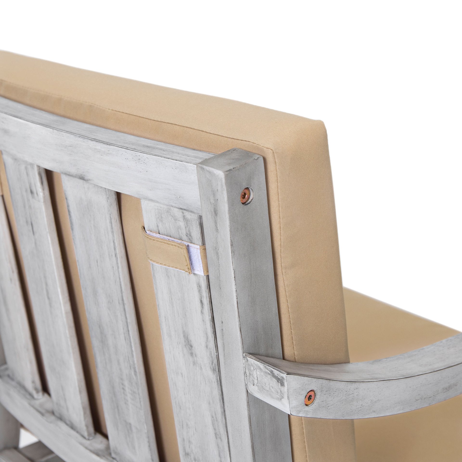 6 Person Outdoor Wooden Dining Set With Umbrella Hole And Removable Cushions For Patio - Gray - Image 27