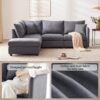 Modern Sectional Sofa With Vertical Stripes, 2 Pillows, 5 Seat Couch With Convertible Ottoman, Various Combinations, L-Shape Indoor Furniture - Dark Gray - Image 18