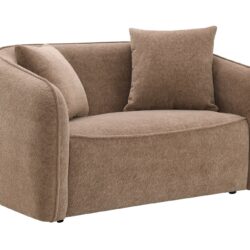 Keith - Chenille Loveseat With 2 Matching Color Toss Pillows - Brown