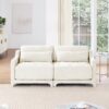 Elegant 2 Seater Sofa With Lumbar Pillows And Ergonomic Design - Beige - Image 5