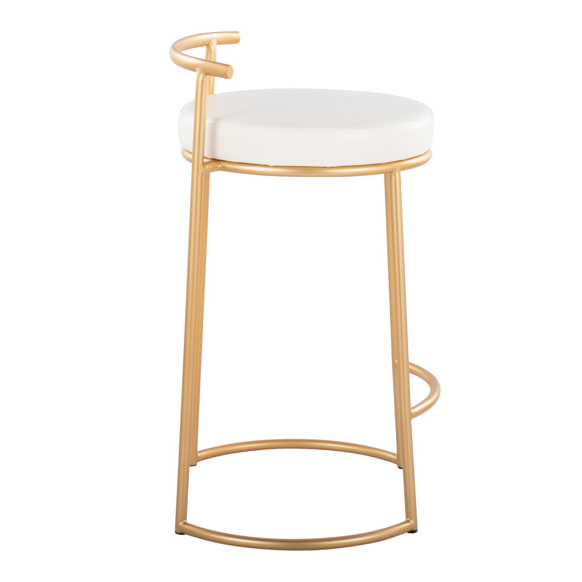 Fuji - Round Contemporary Fixed Height Counter Stool (Set of 2) - Gold / White - Image 3