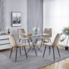 Dining Table With Cross Metal Leg And Tempered Glass, Modern Space Saving Kitchen Table For Living Room Legs, Square Table - Chrome - Image 9