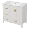 Elegant Freestanding Bathroom Vanity With Sink, Soft Closing Cabinet & Drawers - White - Image 16