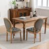 French Style Solid Wood Frame Antique Painting, Hand-Pulled Buckle Decoration Artificial Leather Dining Chair With Nailhead Trim, Wood Legs (Set of 2) - White Pine / Green - Image 13