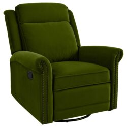 360 Degrees Swivel Recliner Manual Rocking With Adjustable Backrest For Living Room - Green