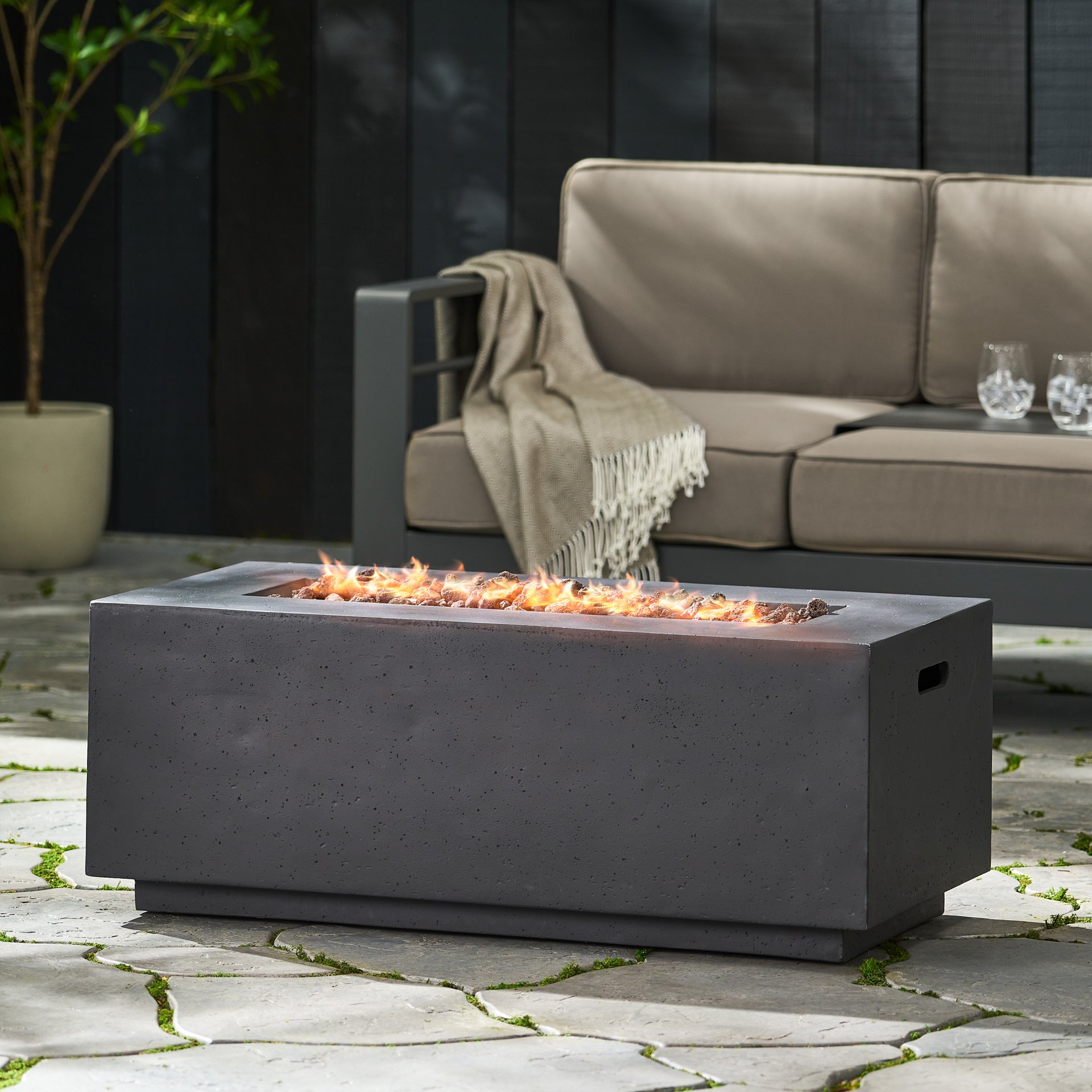 Contemporary Outdoor 40, 000 Btu Propane Fire Pit - Dark Gray - Image 5