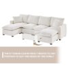 Modern U-Shape Modular Sofa, 6 Seat Chenille Sectional Couch Set With 2 Pillows Included, Freely Combinable Indoor Funiture - White - Image 18