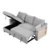 Pull Out Sleeper Sofa L-Shaped Couch Convertible Sofa Bed With Storage Chaise, Storage Racks And USB Ports - Light Gray - Image 22