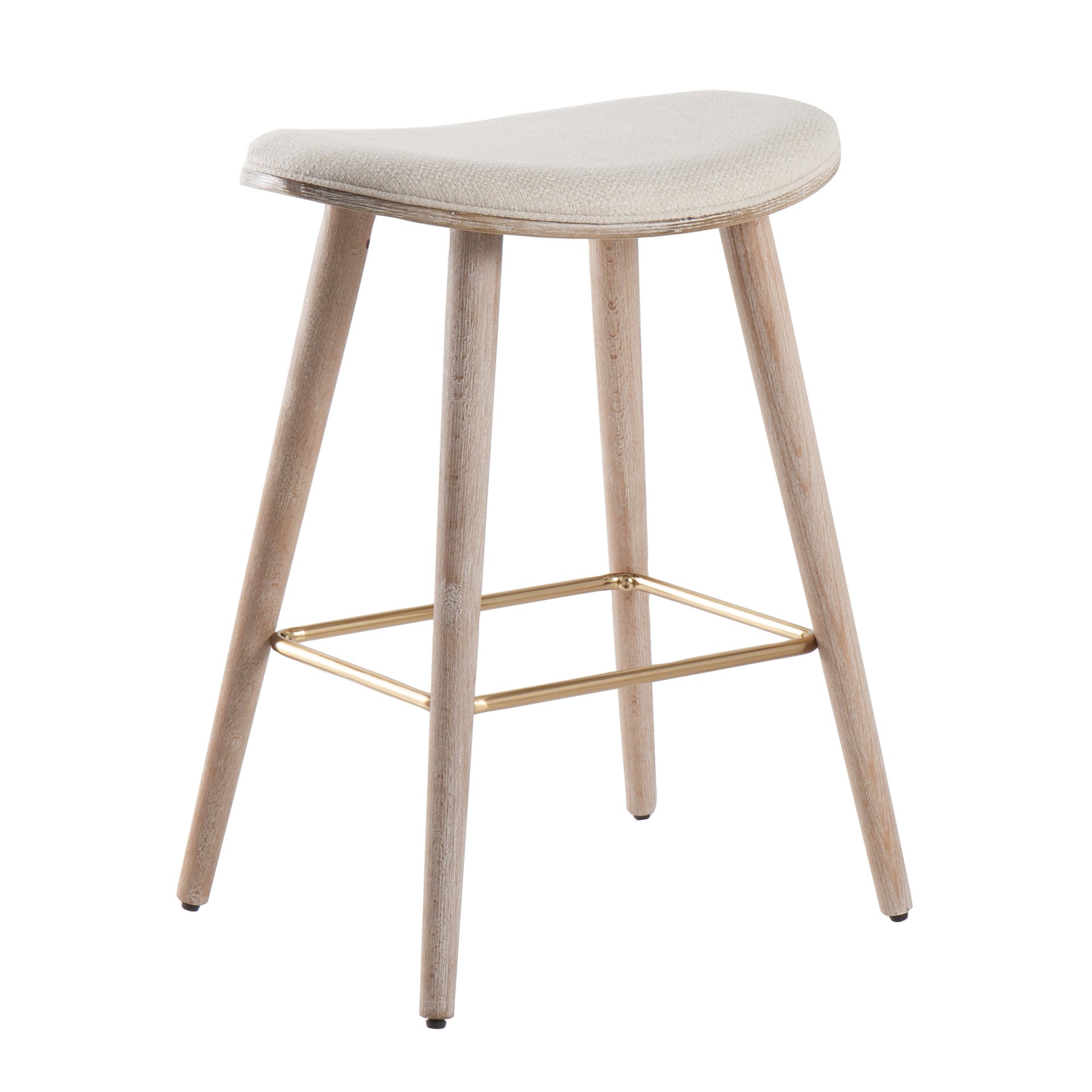 Saddle - Contemporary Counter Stool (Set of 2) - White Washed / Cream - Image 2