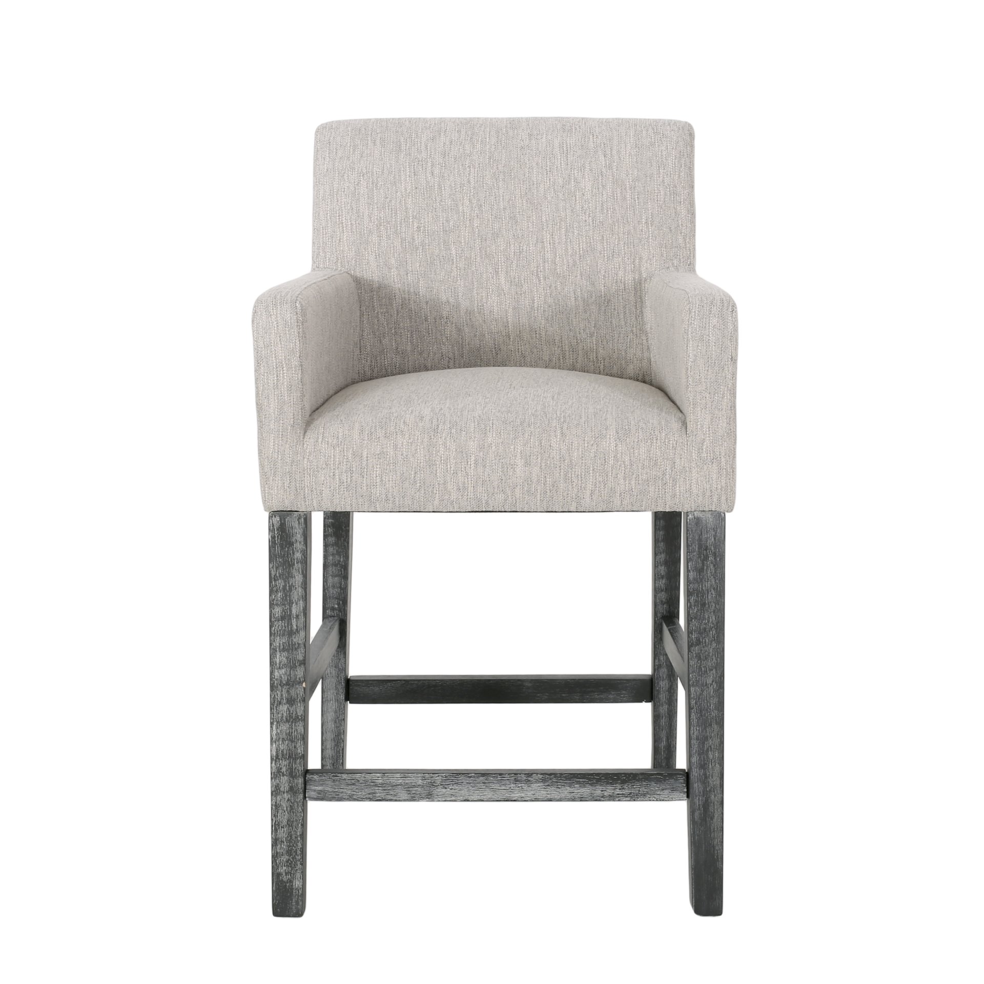 Charmed Upholstered Counter Stool With H Frame Base And Round Arms - Light Gray - Image 4
