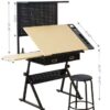 Drafting Table With Metal Perforated Board Pannel - Black / Brown - Image 2