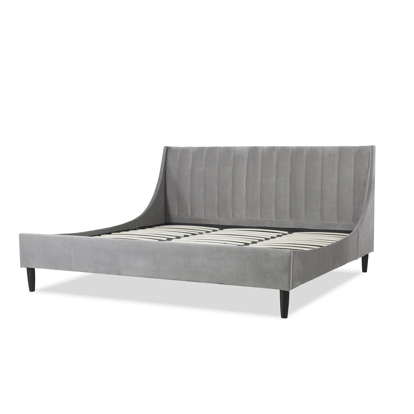 Aspen - King Vertical Tufted Modern Headboard Platform Bed Set - Opal Gray - Image 12