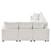 Modern L Shape Modular Sofa, 5 Seat Chenille Sectional Couch Set With 2 Pillows Included, Freely Combinable Indoor Funiture - White - Image 3