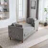 Wide Modern Double Sided Upholstered Chaise Lounge And 4 Throw Pillows - Gray - Image 5