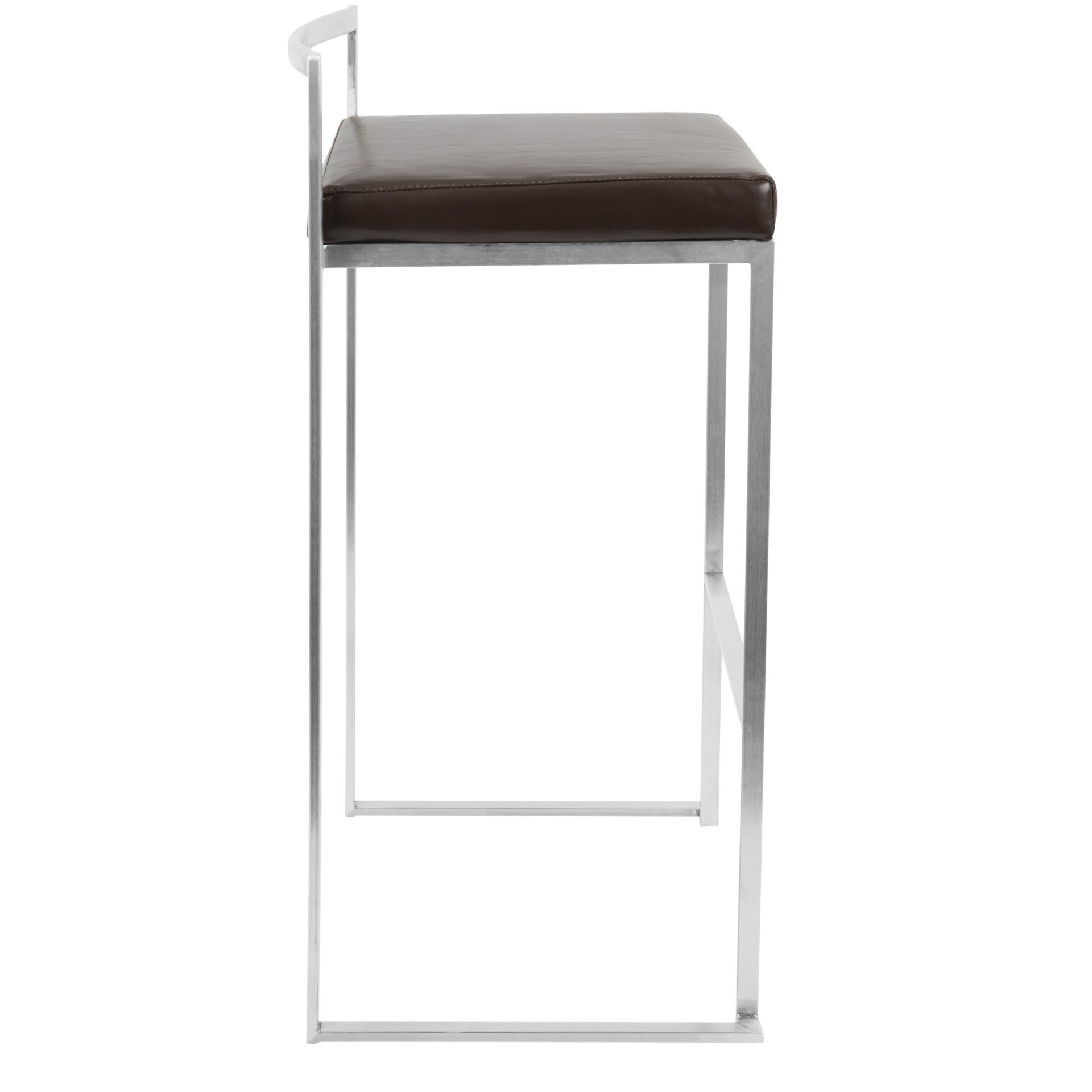 Fuji - Contemporary Stackable Barstool (Set of 2) - Brown - Faux Leather - Image 3