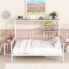 Full Size Daybed With Movable Desk, Grid, Shelves And Clothes Hanger - White - Image 10