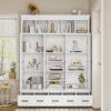 Hall Tree With Bench And 5 Storage Cubbies, Modern Entryway Storage Organizer Cabinet With 4 Doors, 5 Drawers And Adjustable Shelves For Hallway, Entryway, Living Room - White - Image 5