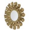 Round Metal Mirror With Trumpet Vine Motif - Gold - Image 3