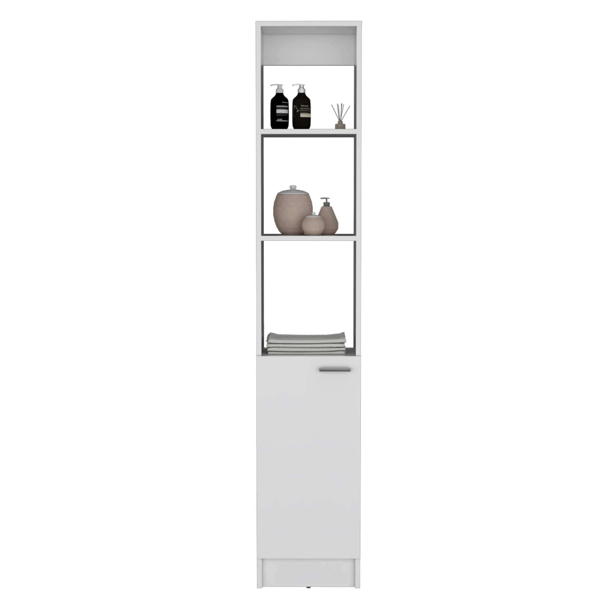 Linen Cabinet, 1 Door, 6 Shelves - White - Image 4