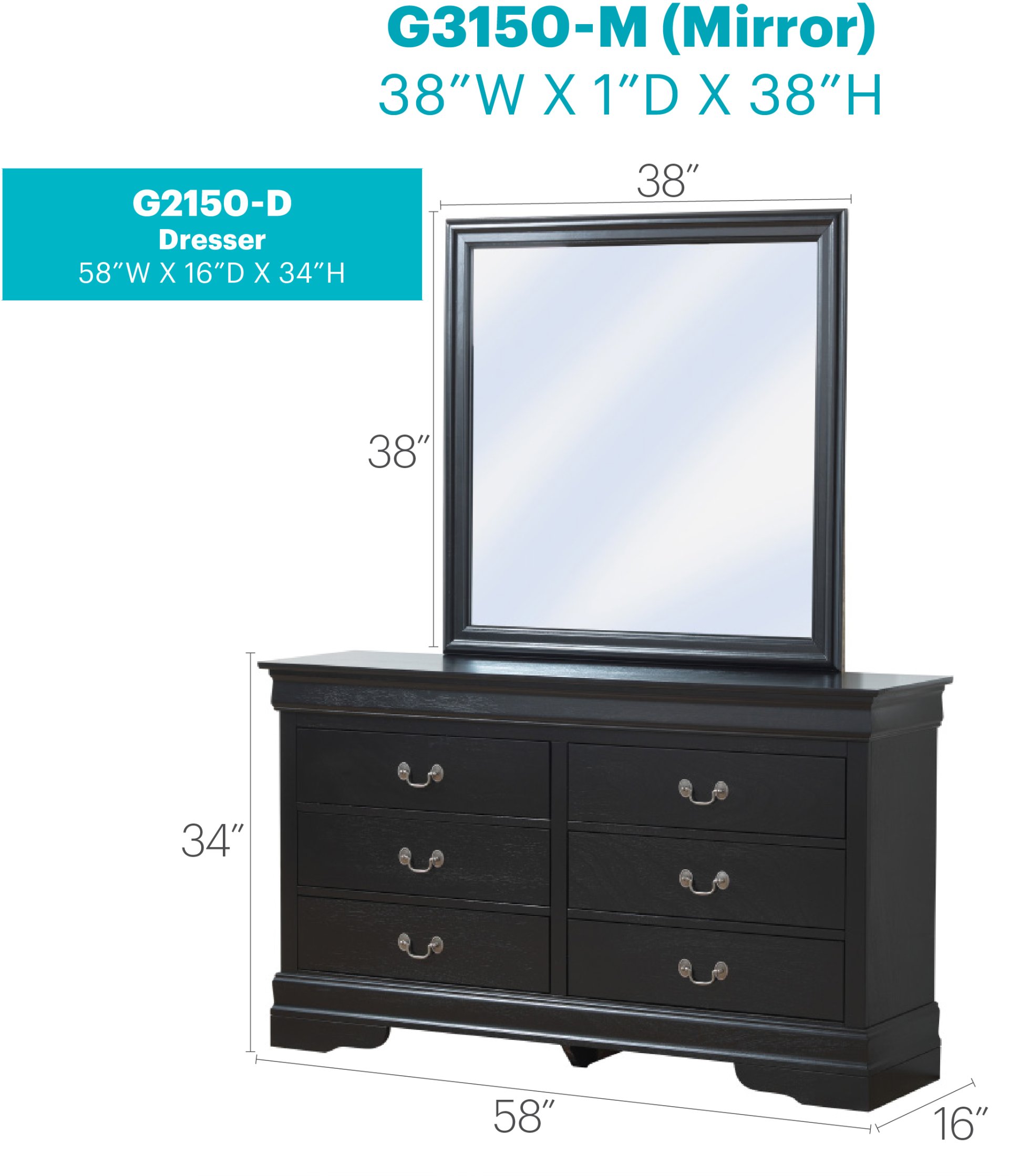 Traditional Dresser Elegant - Black - Image 3