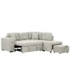 Sectional Sofa L-Shaped Sofa Couch Pull-Out Sofa Bed With A Movable Ottoman, Two USB Ports And Two Cup Holders For Living Room - Gray - Image 18