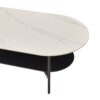 Contemporary Coffee Table Sintered Stone Surface With Ceramic Finish Double Layer Design Base Matte Shelf Modern Living Room Center Table - White / Gray - Image 18